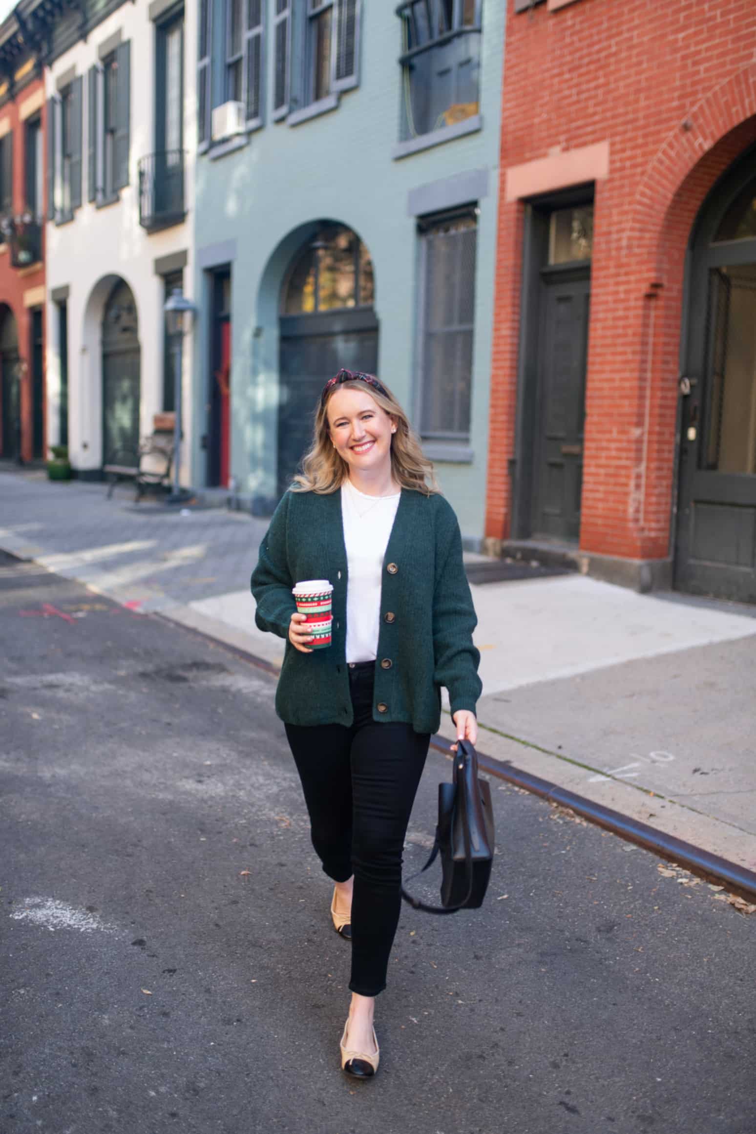 Casual Green Knit Cardigan for Holiday Errands — Green Christmas Outfits 2026