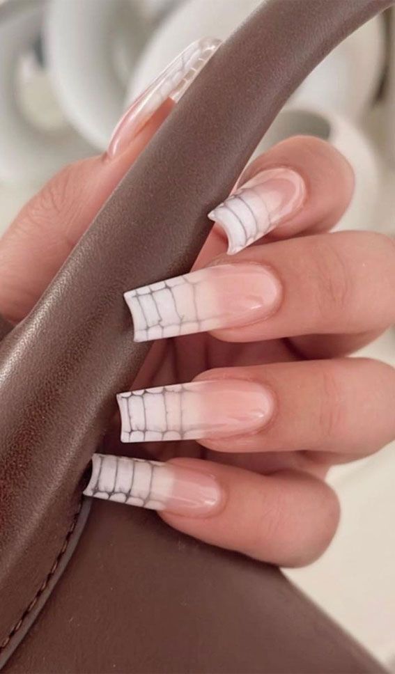 Subtle White Snakeskin Print On Tips Visual Idea Subtle White Snakeskin Print On Tips Visual Idea — Snake Print Nails 2027