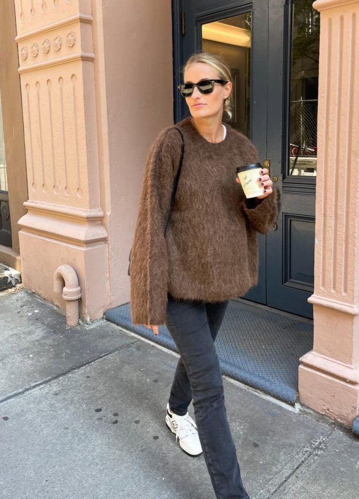 Fuzzy Knit Sweater with Straight-Leg Jeans for Cozy Chic — Casual Outfits 2027 for Skinny Girls