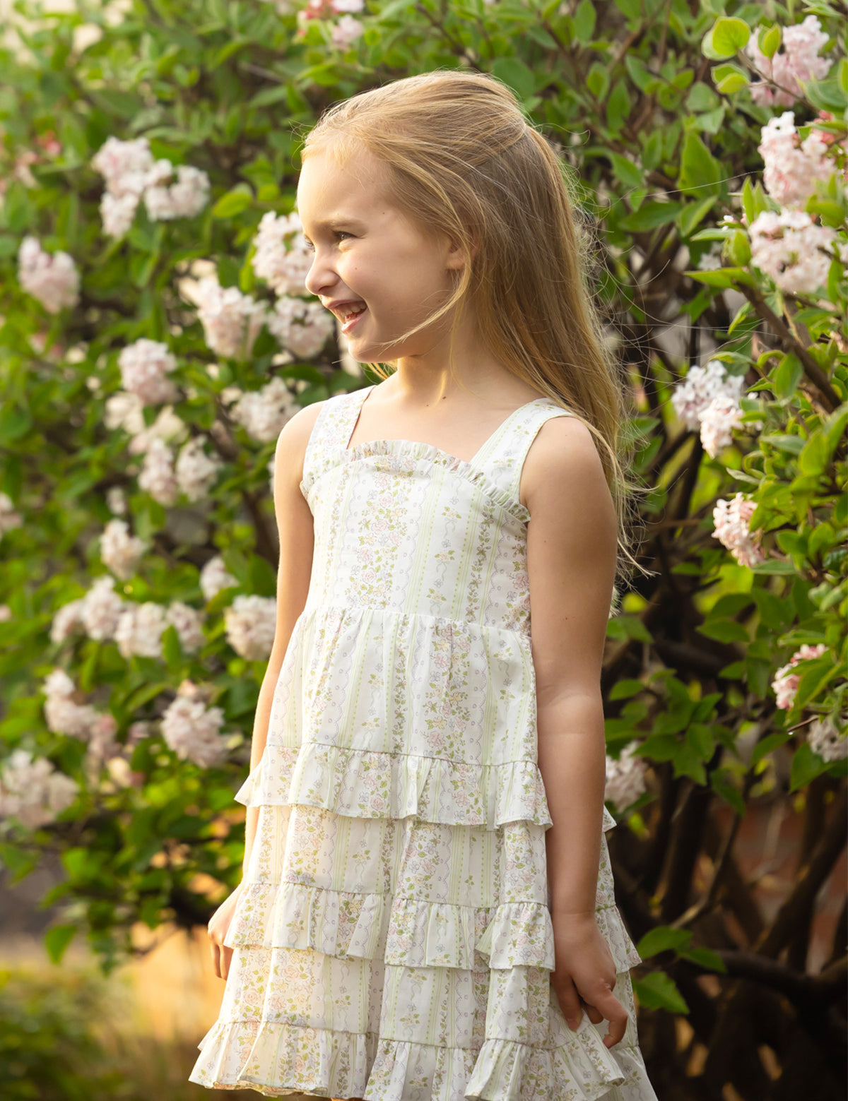 Pastel Green Tiered Ruffle Dress with Floral Print — Easter Dresses 2027