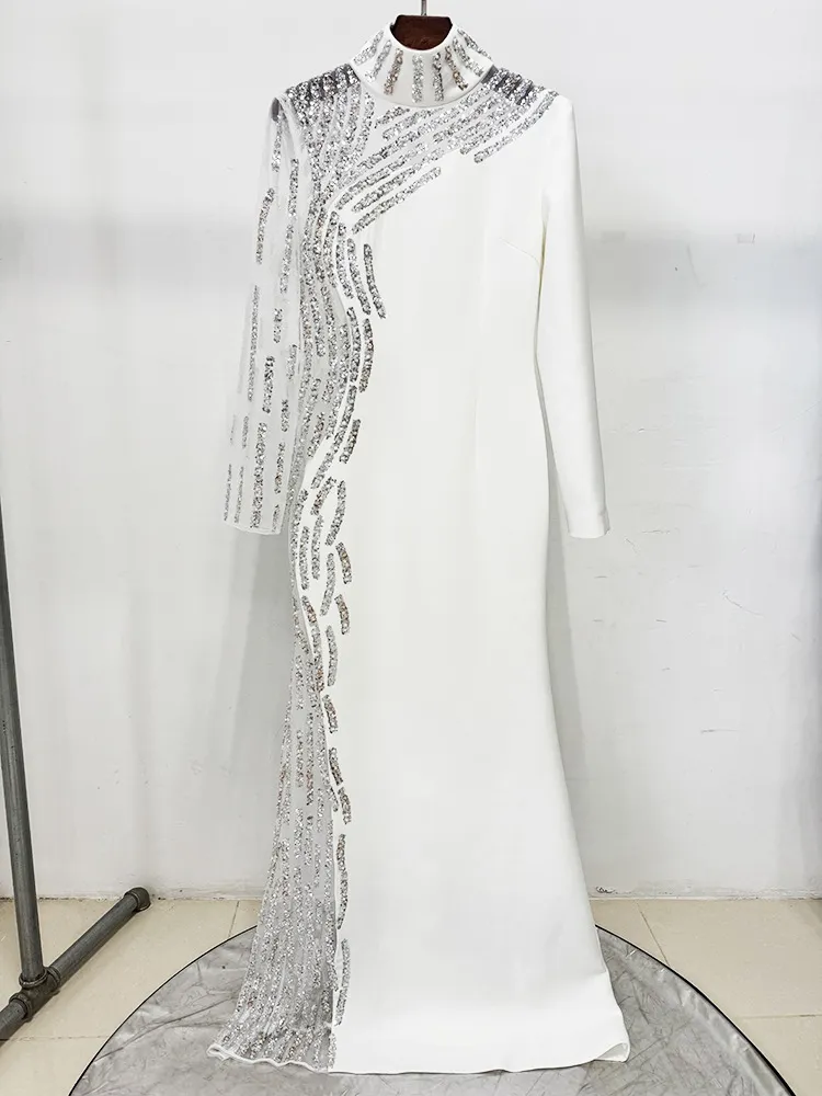 Sequined Mermaid Gown for Evening Glamour All White Outfits 2027