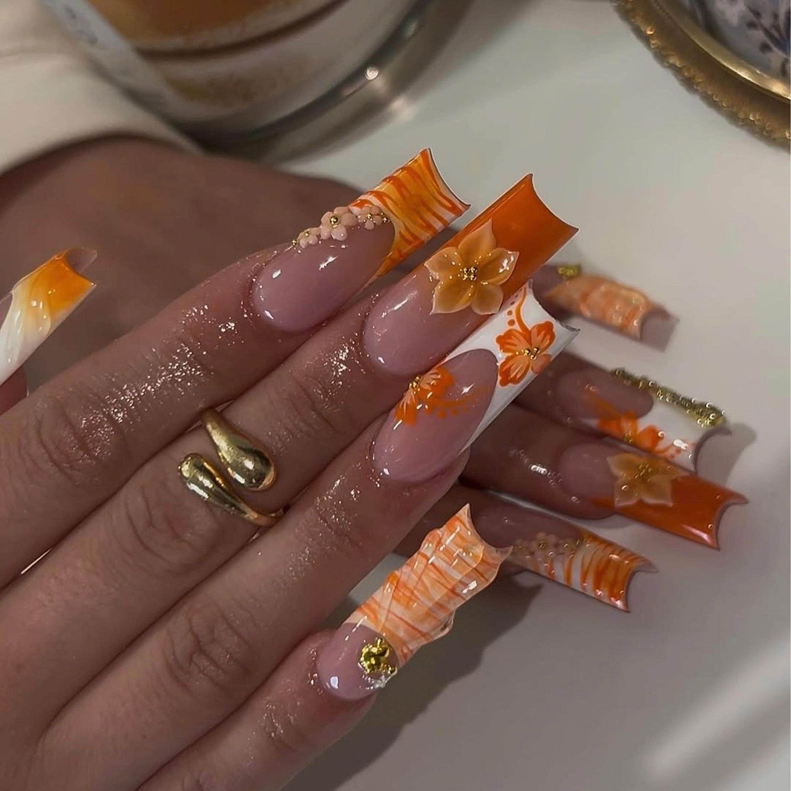 Visual Idea — While Others Have Floral AppliquéS Visual Idea — While Others Have Floral AppliquéS — Floral Coffin Nails 2027