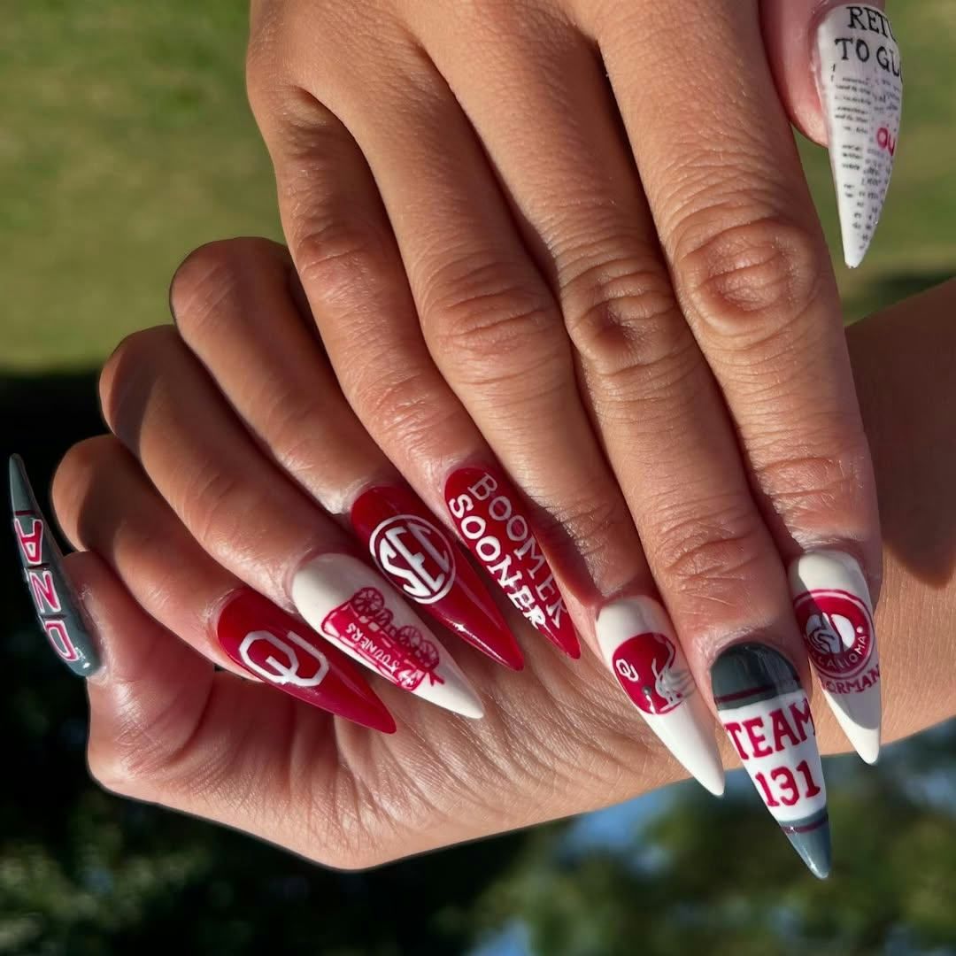 Team Logos and Text Grey White Red Team Logos and Text Grey White Red — Cheer Nails Team Colors 2027