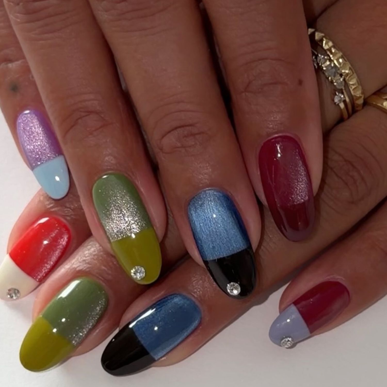 Bold Color Block Oval Nails Bold Color Block Oval Nails — Long Nails 2027
