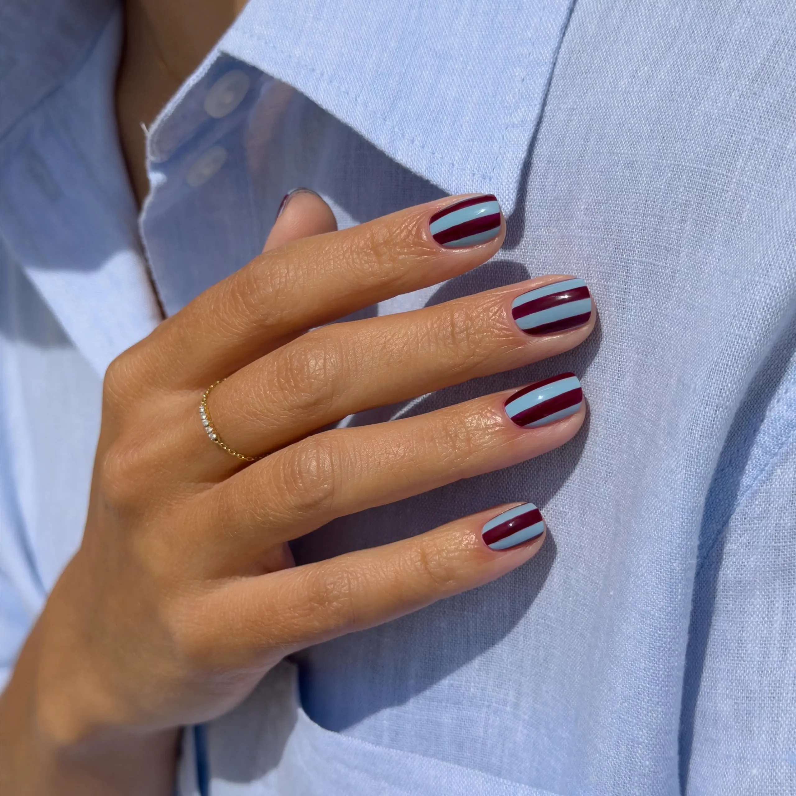 Horizontal Stripes Visual Idea Horizontal Stripes Visual Idea — Short Gel Nails 2027