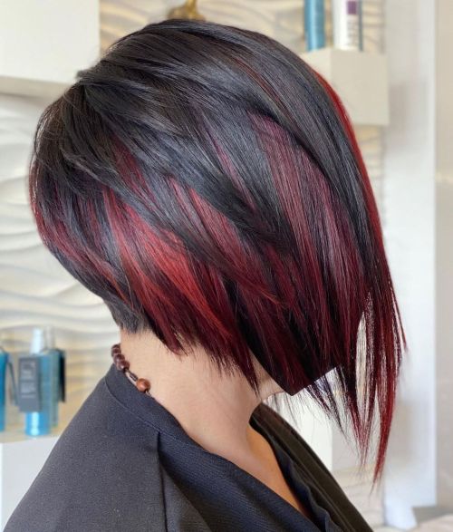 Black With Red Highlights Visual Idea Black With Red Highlights Visual Idea — Undercut Bob 2027