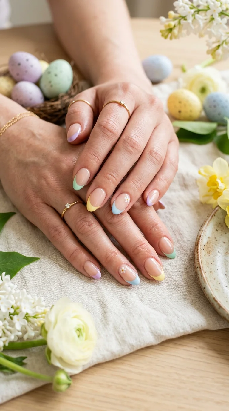 Pastel Floral French Tips Pastel Floral French Tips — Easter French Tip Nails 2027