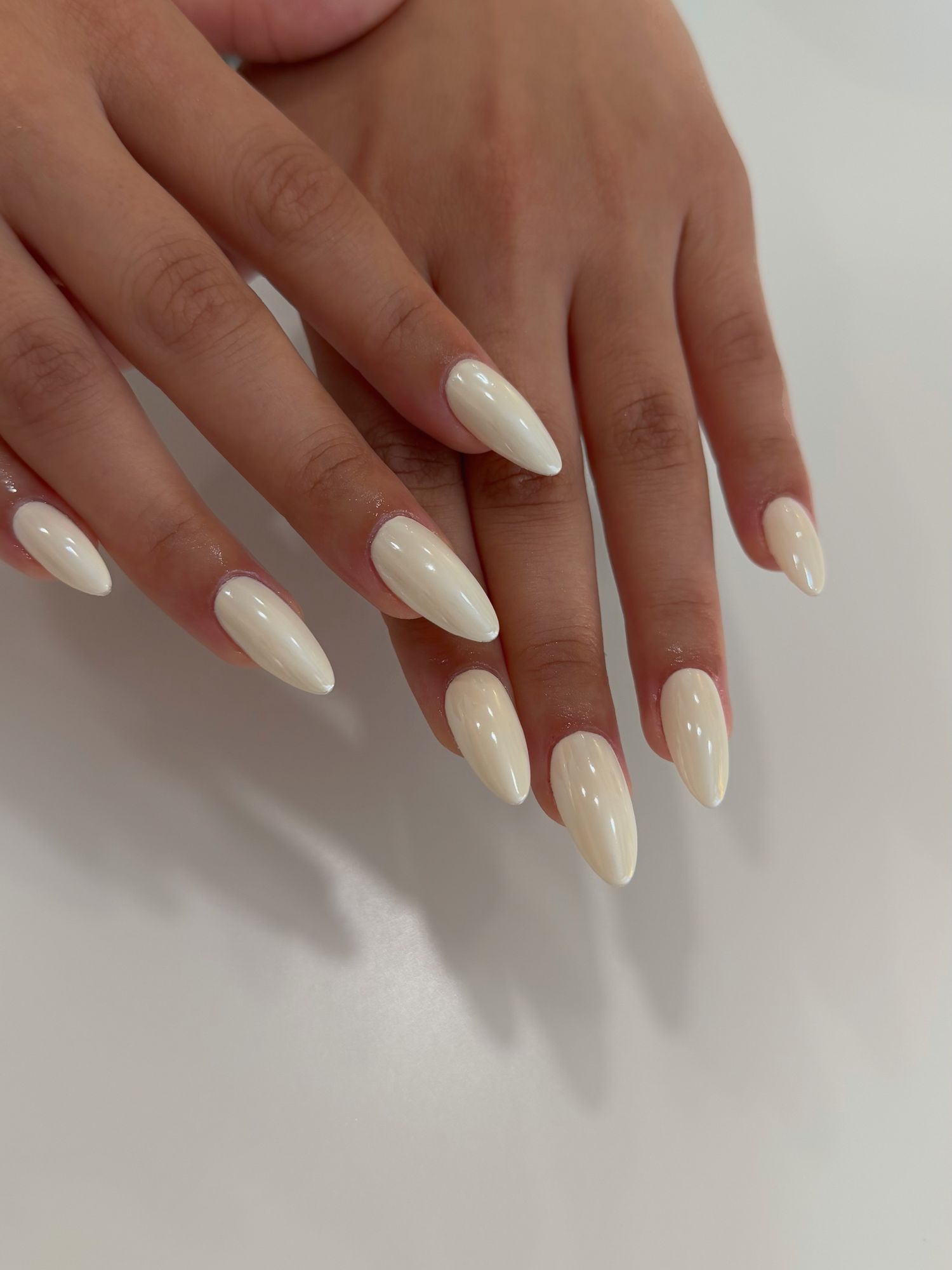 Pearlescent Cream Nude Almond Nails — Nude Summer Nails 2027