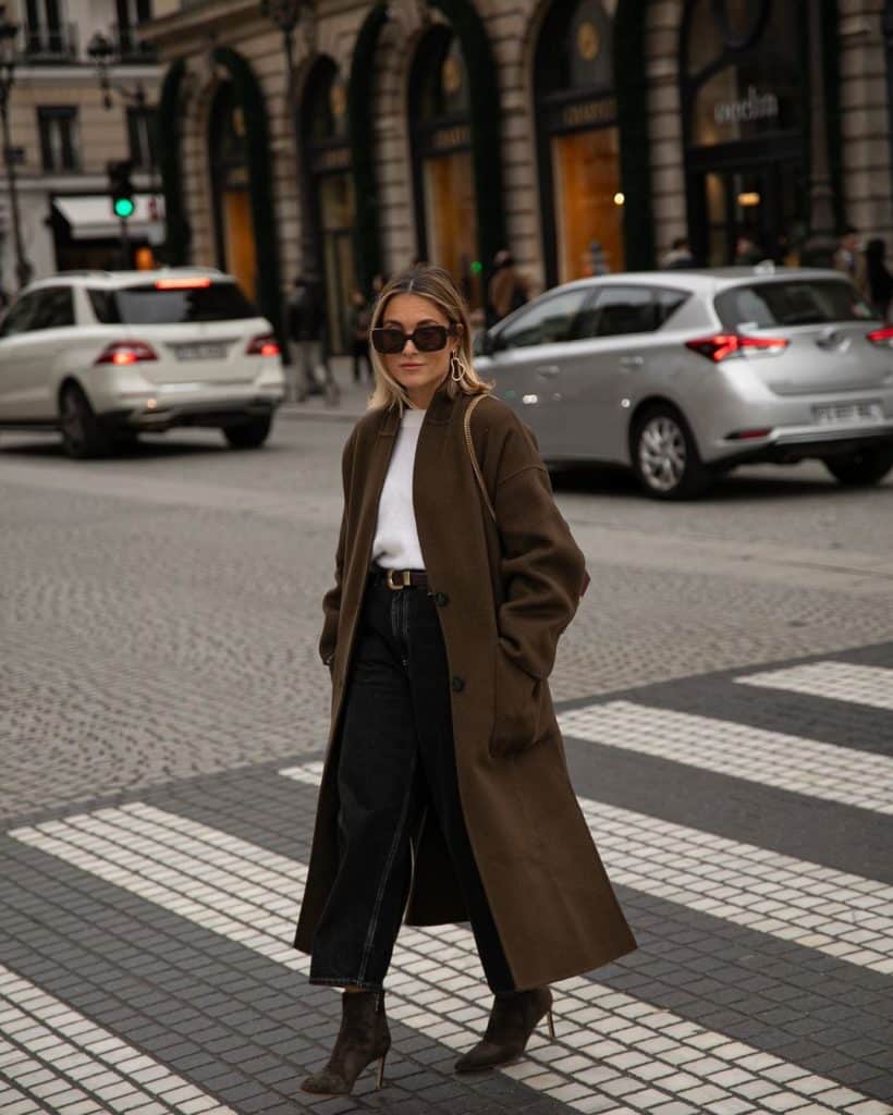 Oversized Olive Coat with Wide-Leg Denim for Casual Fridays Oversized Olive Coat with Wide-Leg Denim for Casual Fridays — Winter Office Outfits 2027