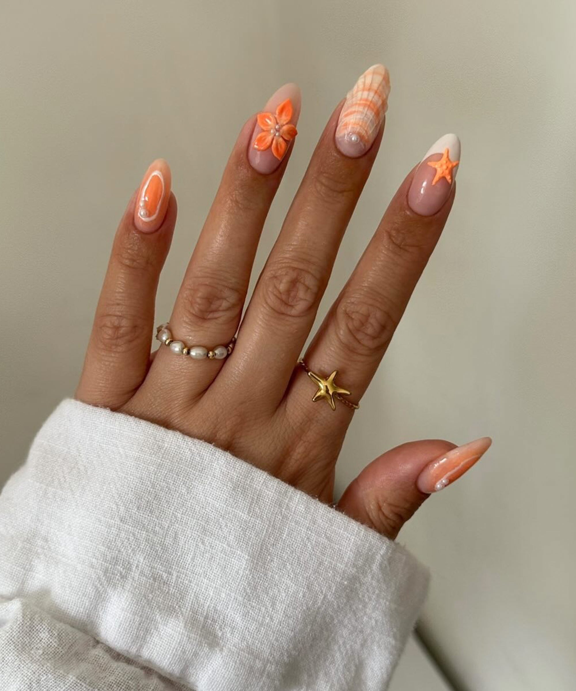 Orange Gradient with 3D Flower Orange Gradient with 3D Flower — Beach Nails 2027