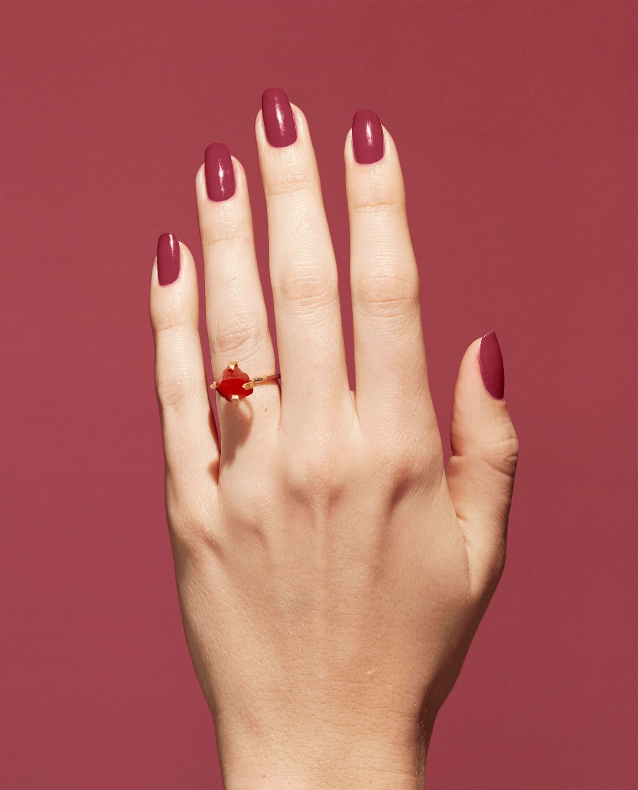 Dusty Rose-Red Creamy Finish Nails — Garnet Nails 2027