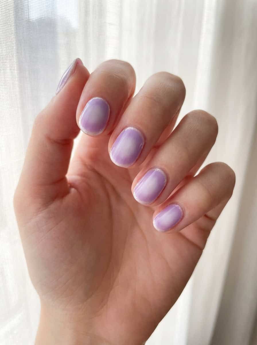 Pale Lavender with White Circles — Lavender Wedding Nails 2027
