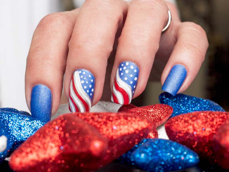 Medium Square French with Subtle Flag Medium Square French with Subtle Flag — Memorial Day Nails 2027