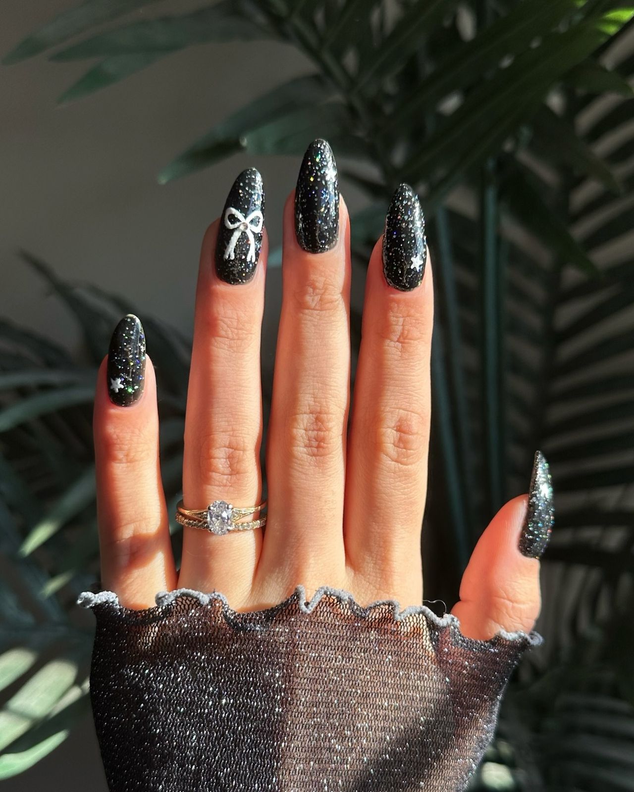 Visual Idea — Shimmering Silver Glitter Overlay Silver New Years Nails 2027