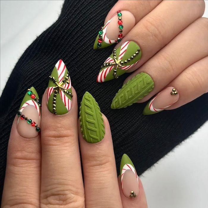 Matte For Knit Nail Glossy For Others Visual Idea — Christmas Sweater Nails 2026
