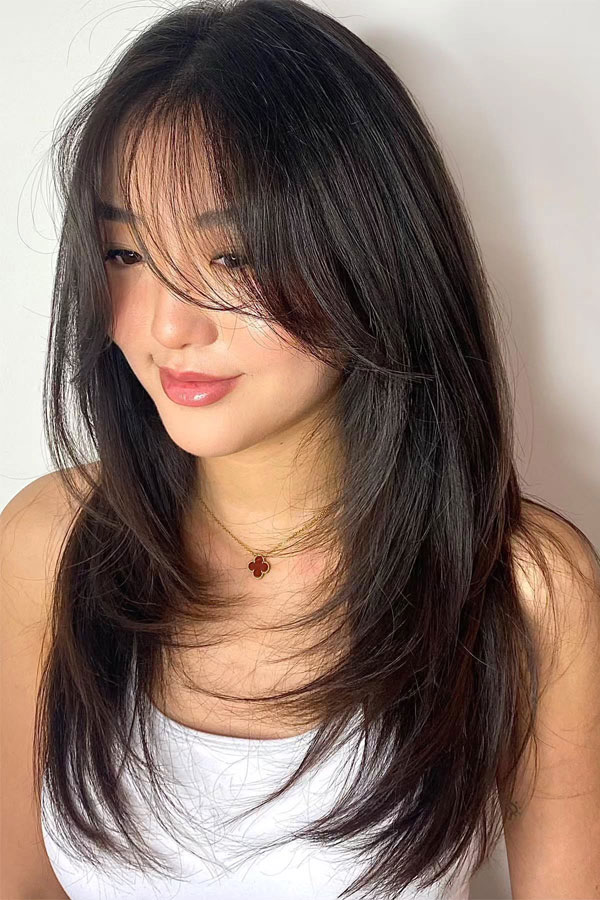 Mid-Back Dark Blonde With Wispy Bangs Mid-Back Dark Blonde With Wispy Bangs — Soft Bangs 2027