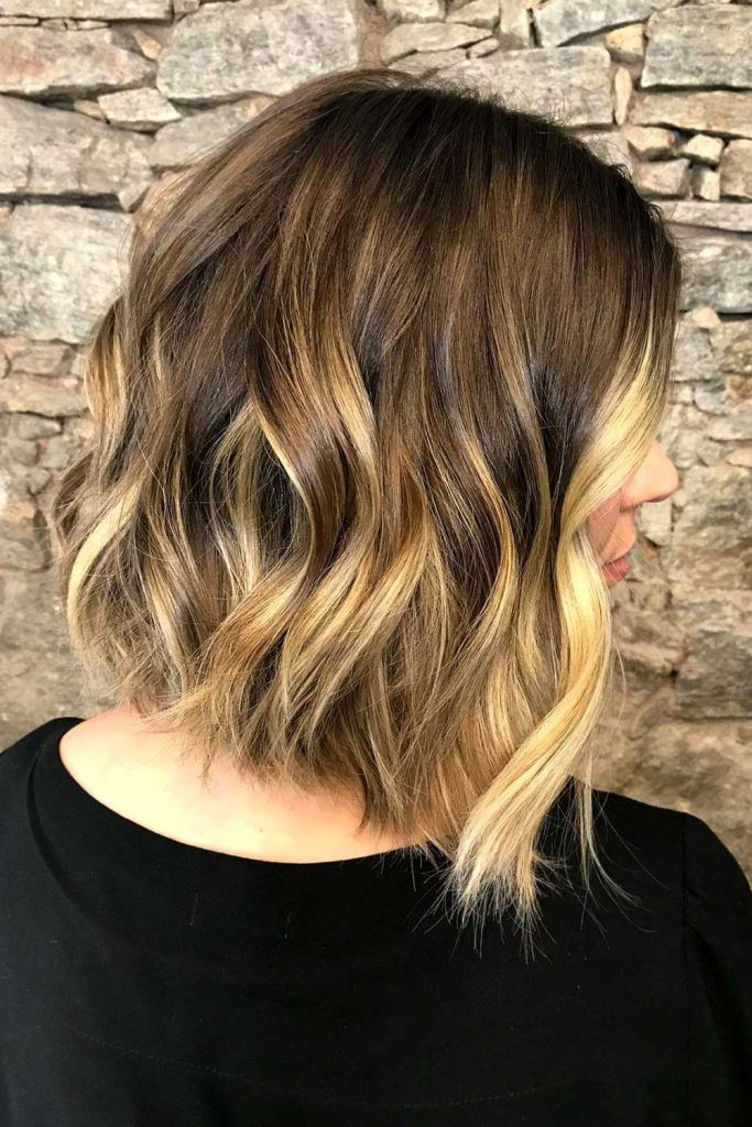 Chin Length Lob With Dark Base & Blonde Balayage — Balayage Lob 2027
