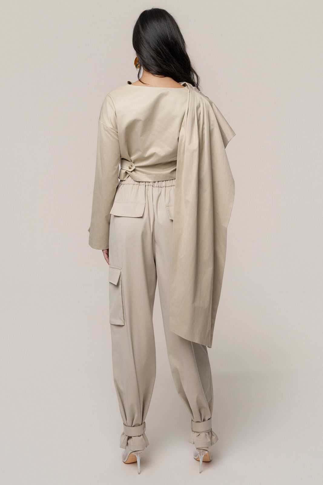 Tapered Leg Cargos with Wrap Top and Heeled Sandals Tapered Leg Cargos with Wrap Top and Heeled Sandals — Khaki Cargo Pants Outfits 2027