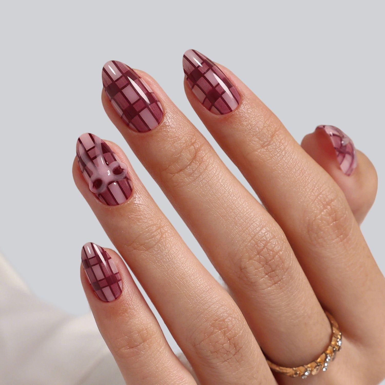 Short Oval Silver 3D Bow French Tips Short Oval Silver 3D Bow French Tips — Simple Bow Nails 2027
