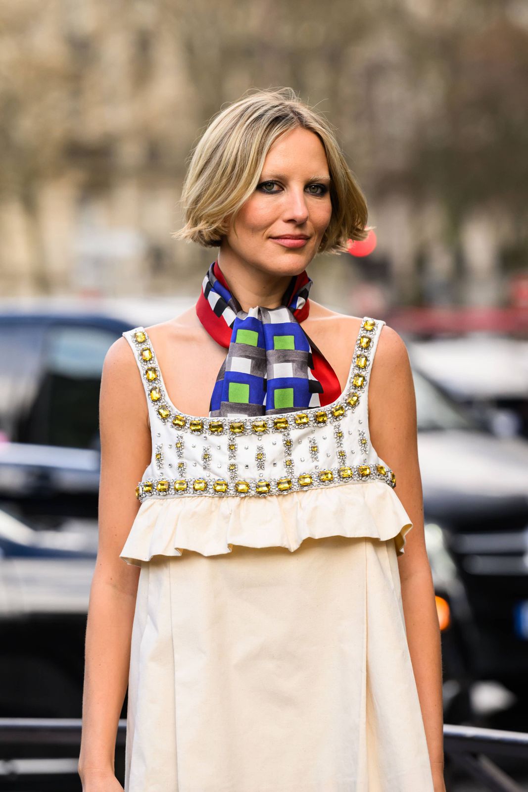 Y2K Revival: Head Scarf with Tie-Dye Skirt and Platforms Y2K Revival: Head Scarf with Tie-Dye Skirt and Platforms — Hair Scarf Outfits 2027