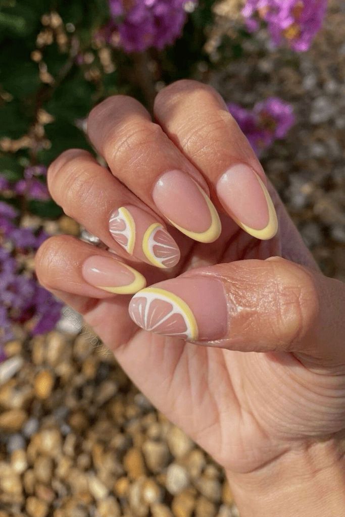 Pink French With Yellow Tips and Lemon Pink French With Yellow Tips and Lemon — Lemon Nails 2027