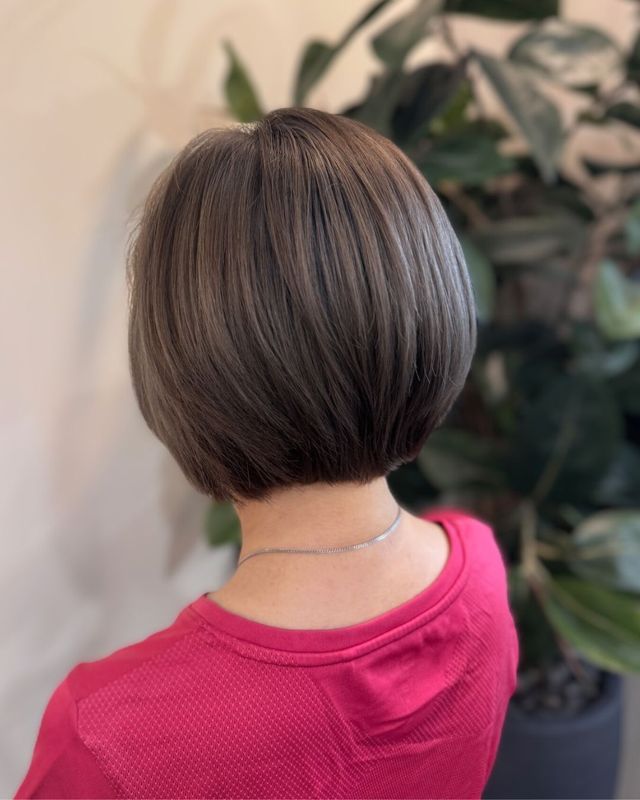 Ash Brown Blunt Bob, Back View — Low Maintenance Haircuts 2027