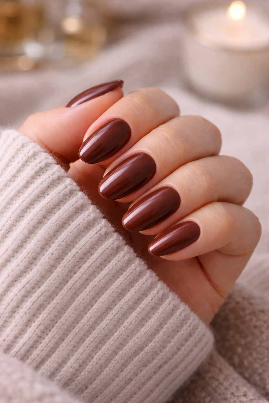 Deep Chocolate Brown Glossy Nails — Nail Colors 2027