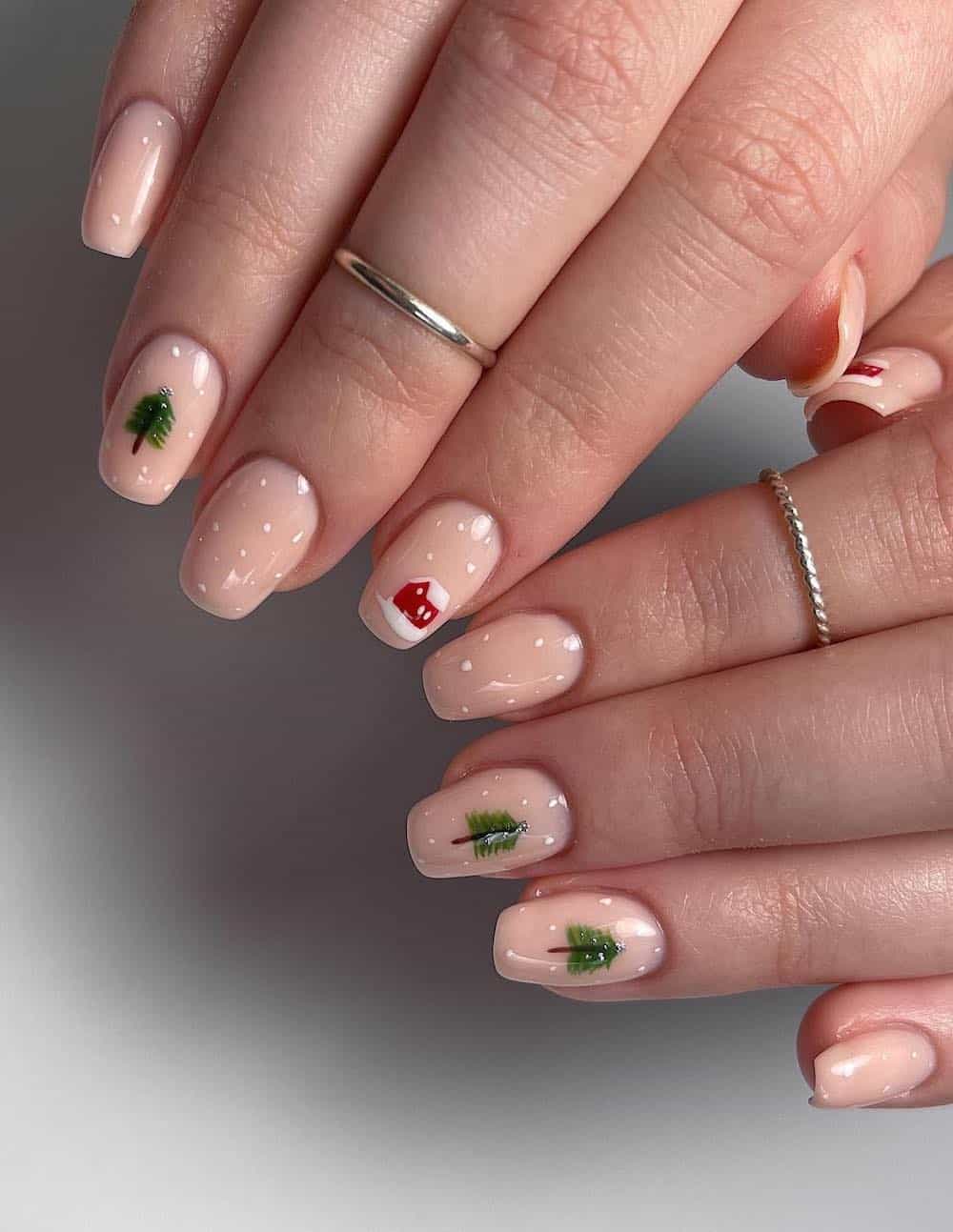 Pale Nude Polka Dot House Tree Squares Pale Nude Polka Dot House Tree Squares — Winter Vacation Nails 2027