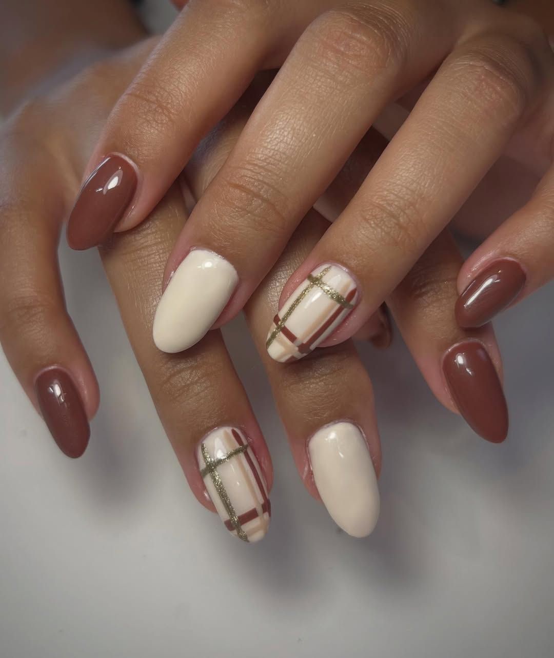 Chocolate Brown Plaid Nails Chocolate Brown Plaid Nails — Nail Art 2027 for Beginners
