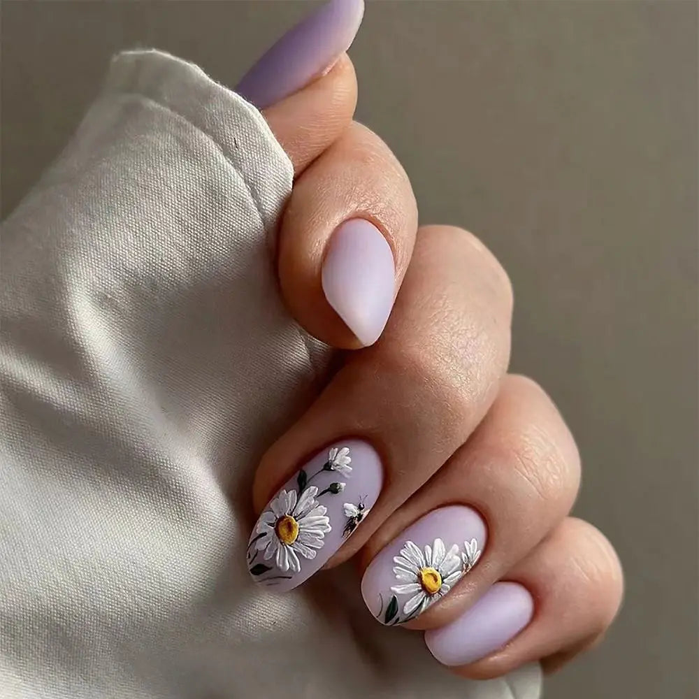 Matte Lavender Daisies Matte Lavender Daisies — Daisy Flower Nails 2027