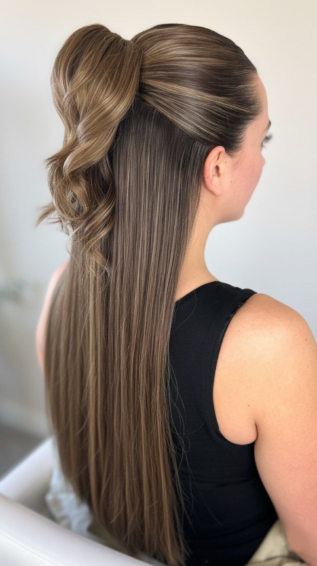 Sleek Ash Blonde Curled Ends Sleek Ash Blonde Curled Ends — Half Up Ponytail Hairstyles 2027