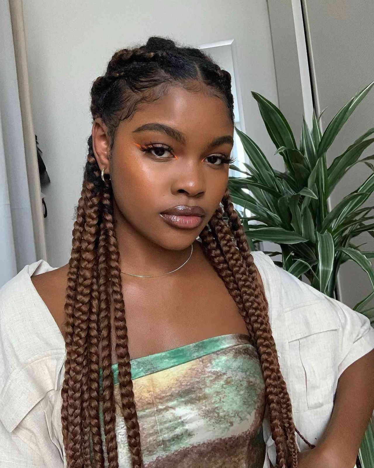 Medium Brown Box Braids with Side Part — Winter Braid Colors 2027 for Black Women