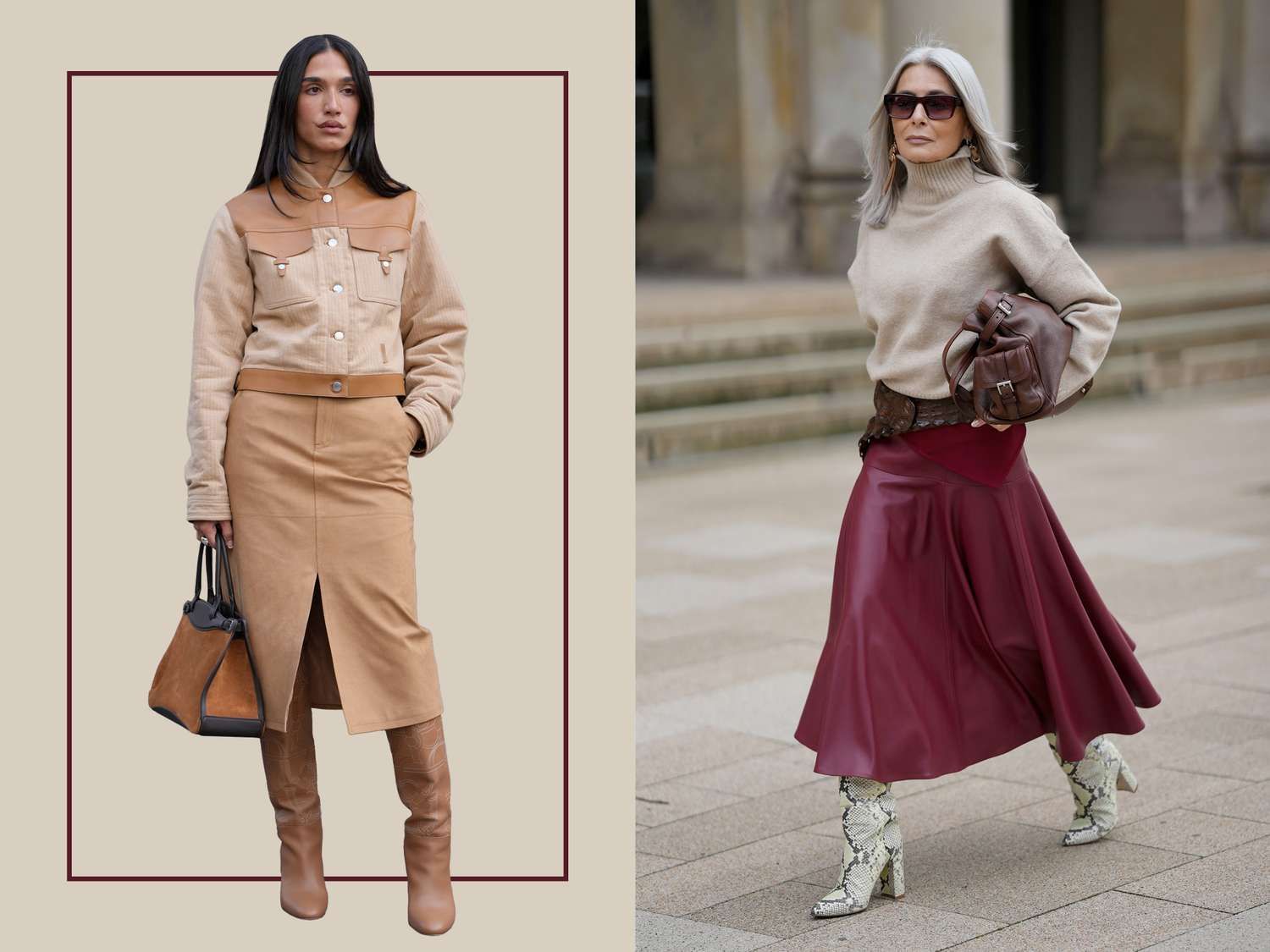 Cohesive Monochromatic Look with Suede Midi Skirt and Tan Boots Cohesive Monochromatic Look with Suede Midi Skirt and Tan Boots — Winter Accessories Outfits 2027