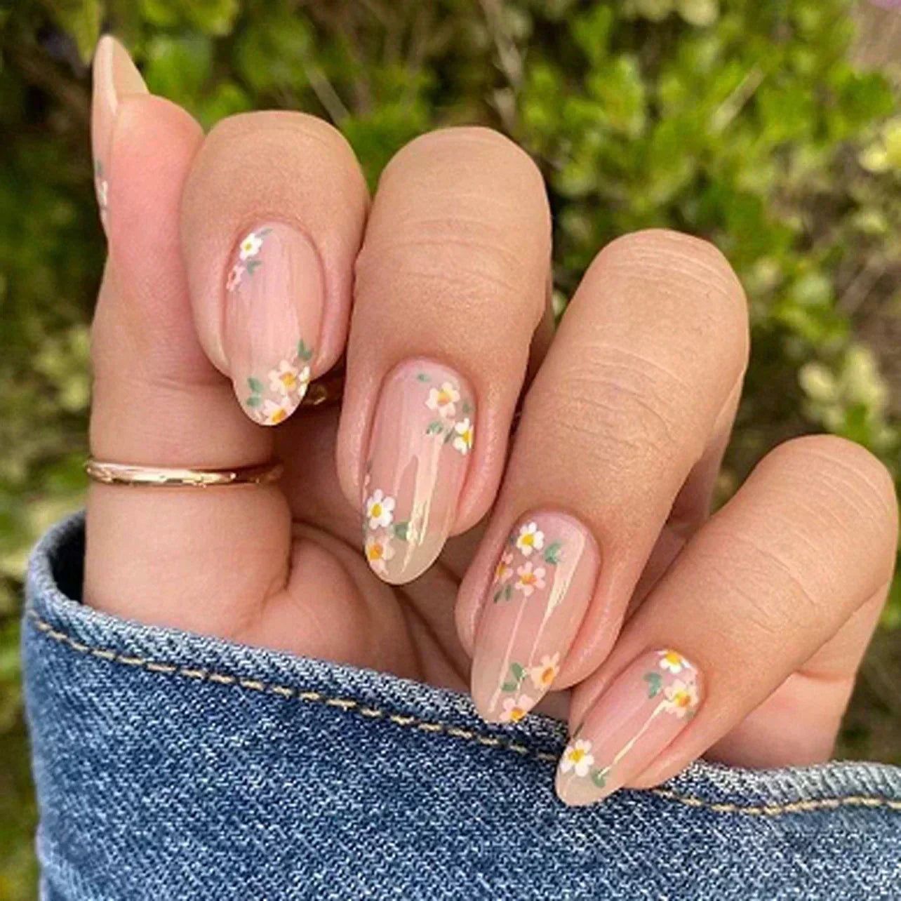 Dainty Nude Almond Florals Dainty Nude Almond Florals — Wildflower Nails 2027