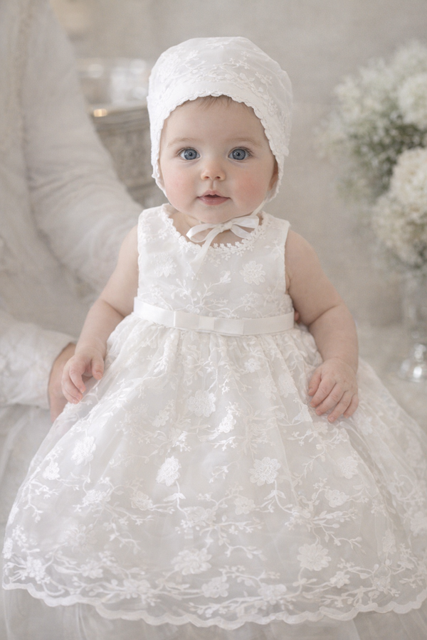 Elegant White Lace Dress with Simple Silhouette — Christening Outfits 2027