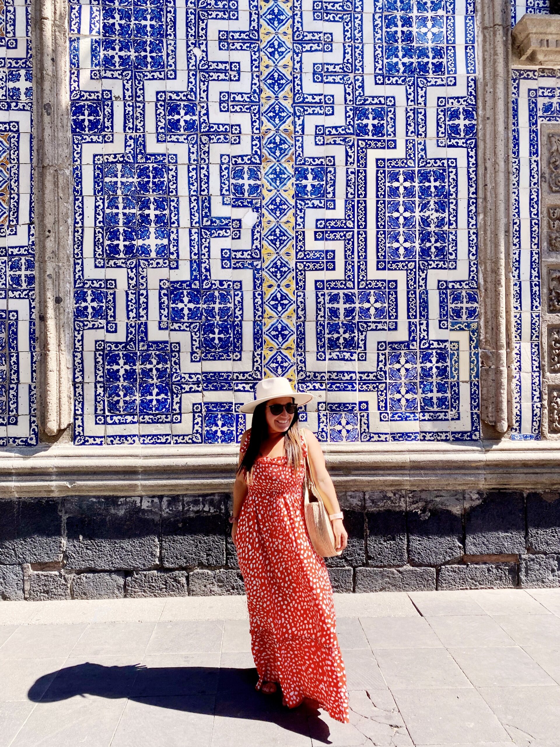 Red and White Polka Dot Maxi Dress with Straw Hat and Tote Red and White Polka Dot Maxi Dress with Straw Hat and Tote — Mexico City Outfits 2027