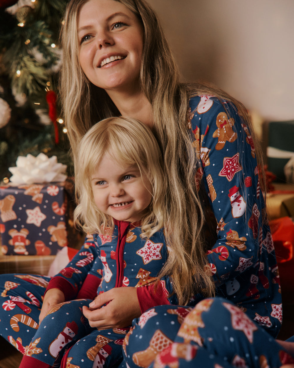 Navy Blue Gingerbread Print Pajamas Navy Blue Gingerbread Print Pajamas — Matching Family Christmas Outfits 2026
