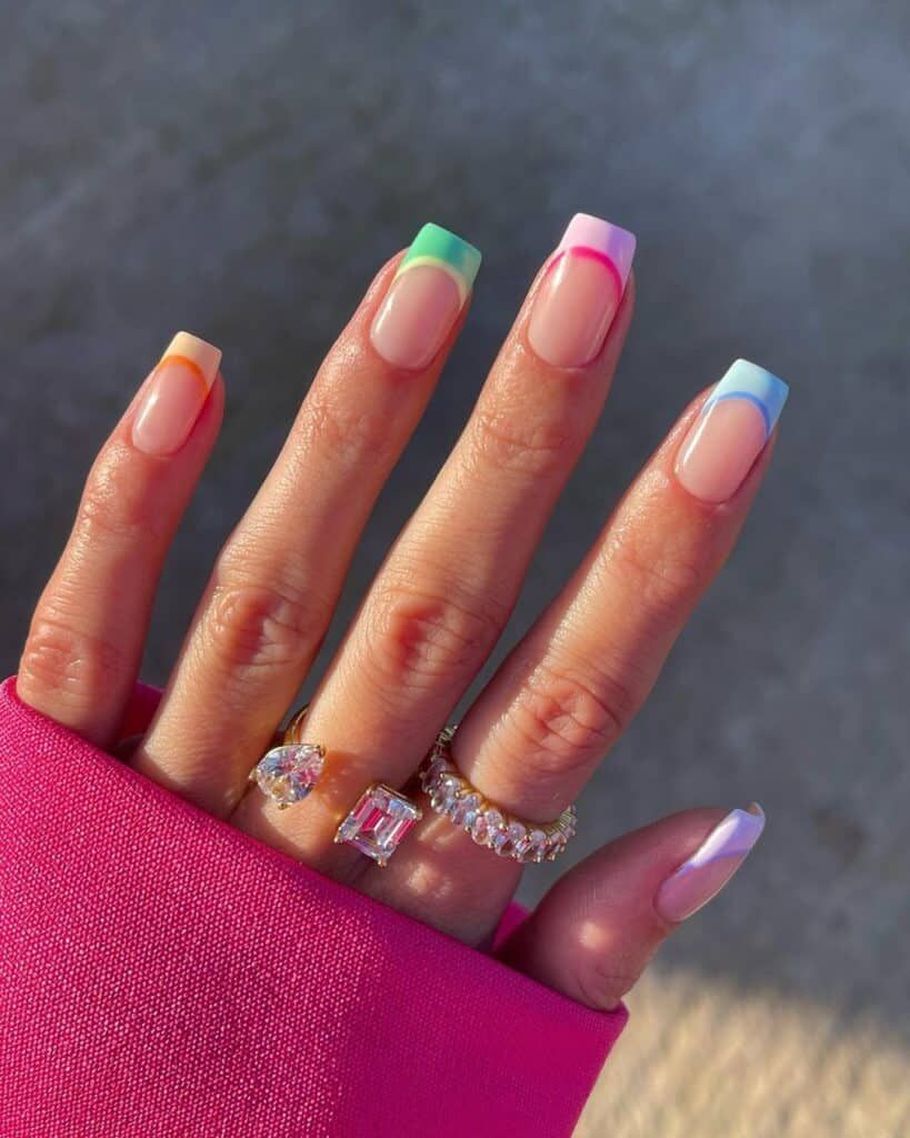 One Hand Visual Idea One Hand Visual Idea — Colored Double French Nails 2027