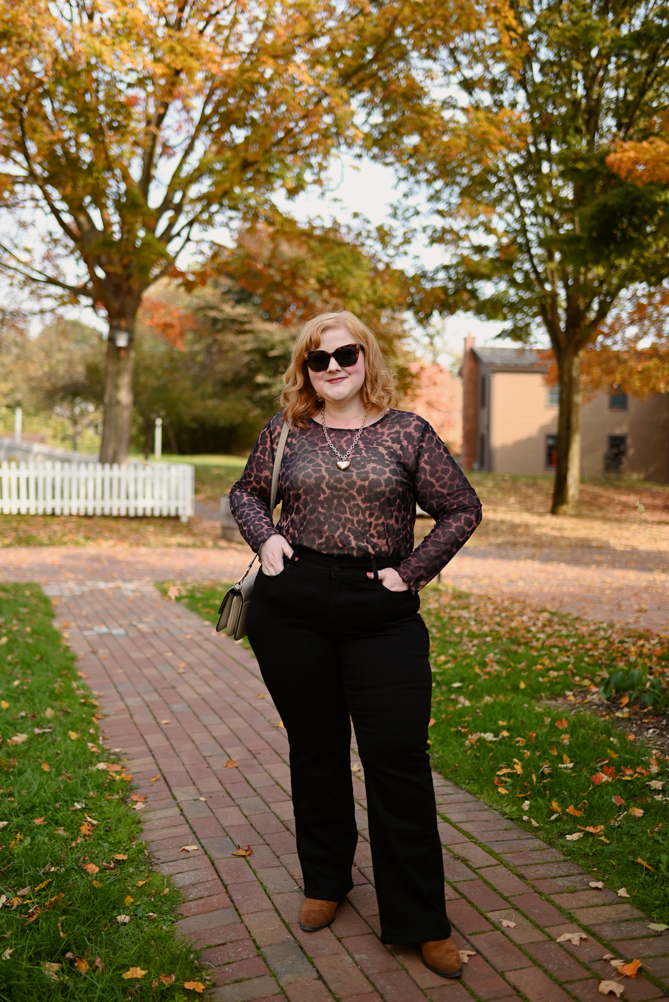 Leopard Print Mesh Top with Straight-Leg Trousers Leopard Print Mesh Top with Straight-Leg Trousers — Brown Outfits 2027