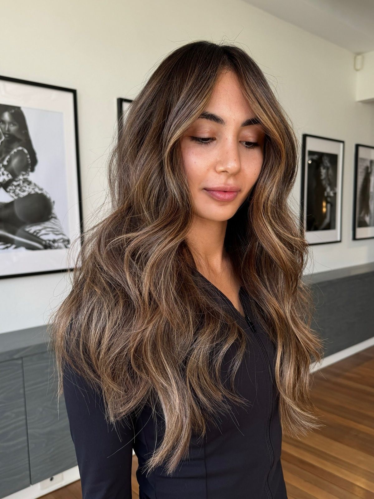 Wavy Medium Density Visual Idea — Balayage on Dark Brown Hair 2027