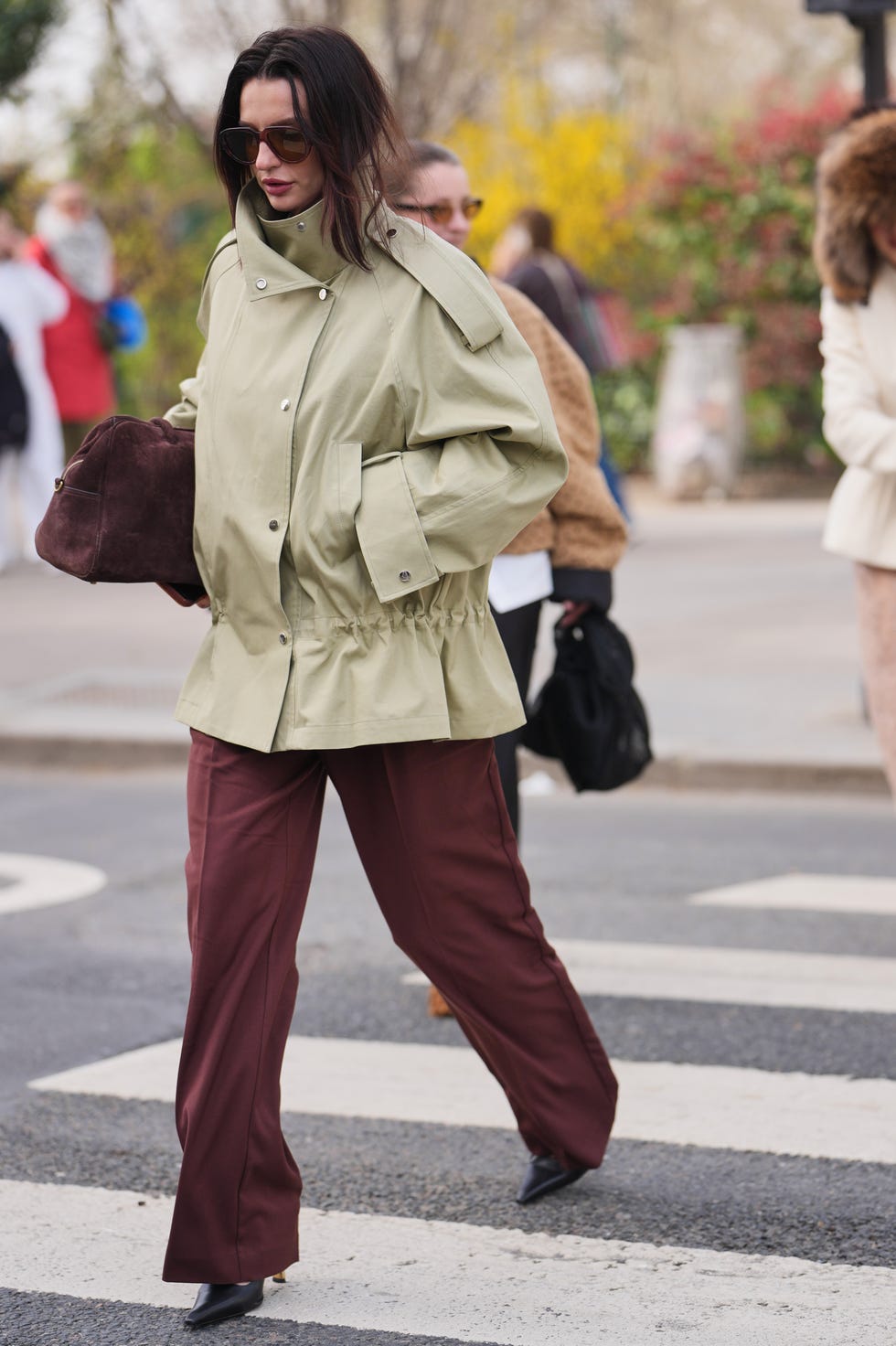 Chic Utilitarian Jacket with Burgundy Trousers — Outfit Trends 2027
