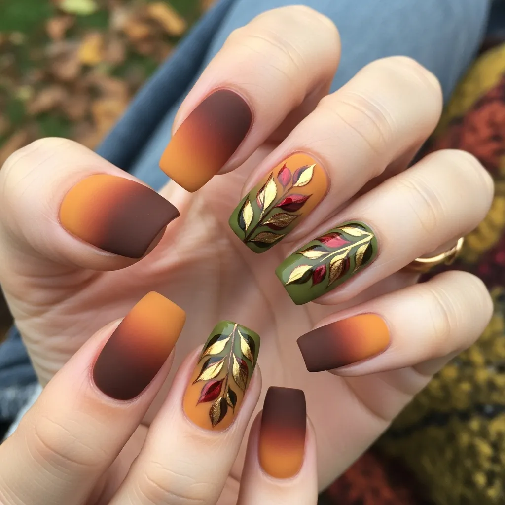 Matte Metallic Foil Visual Idea — Thanksgiving Nails 2026