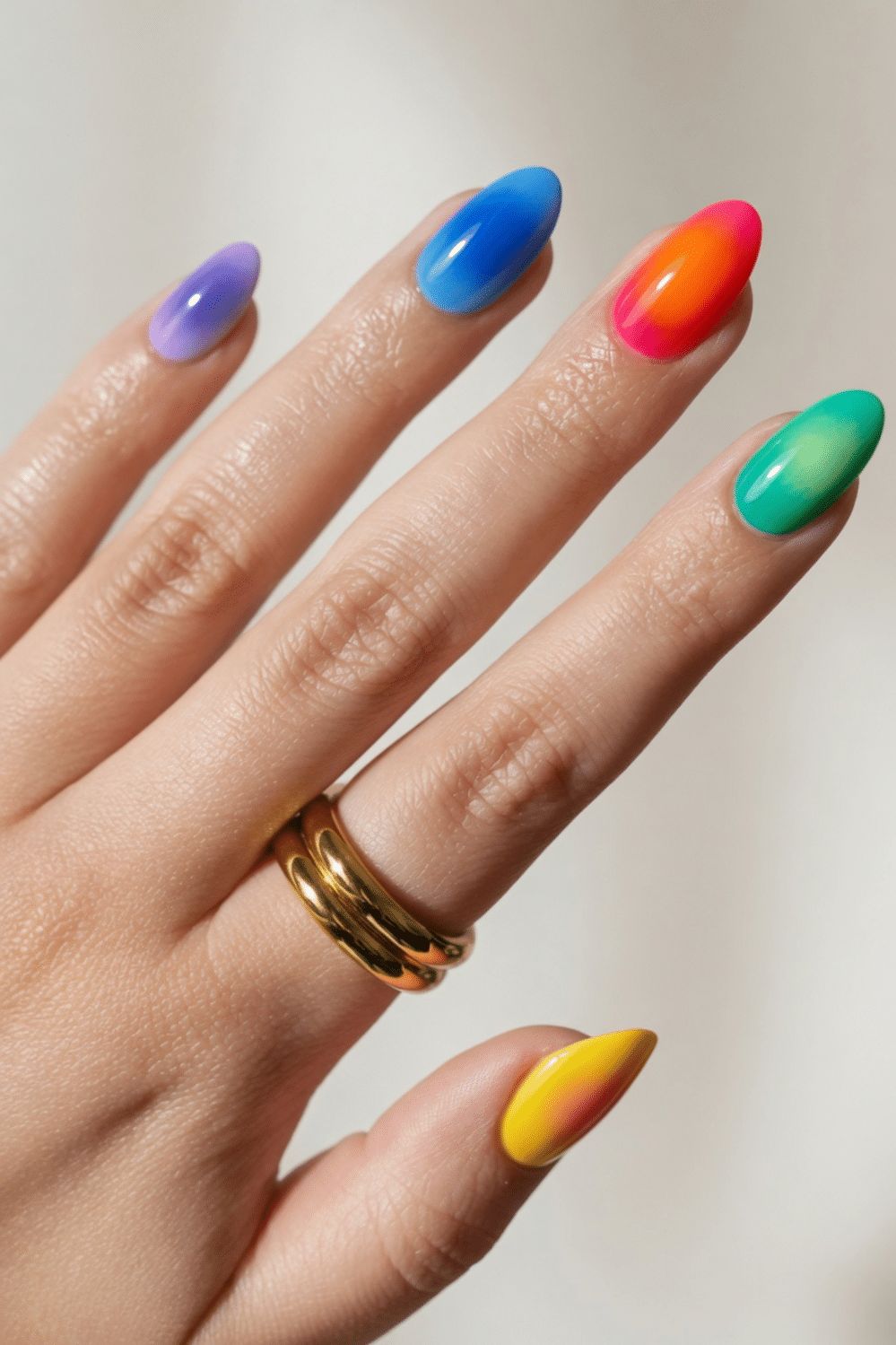 One Hand Visual Idea One Hand Visual Idea — Neon Ombre Nails 2027