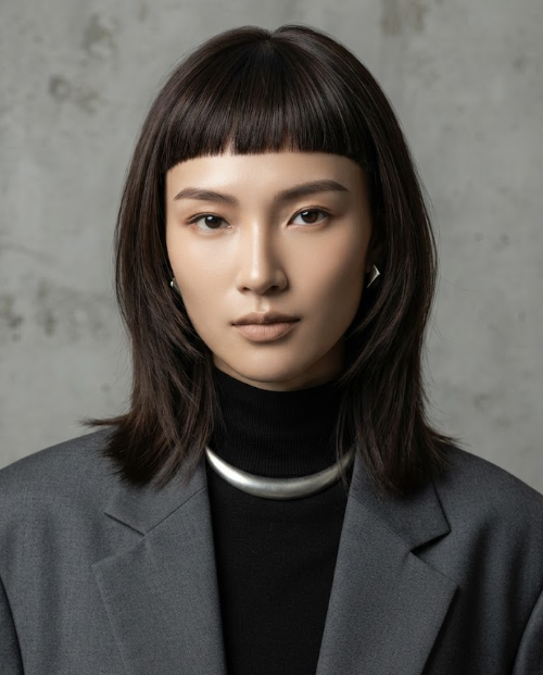 Layered Dark Brown Shag with Curtain Bangs Layered Dark Brown Shag with Curtain Bangs — Hairstyles 2027 for Fine Hair