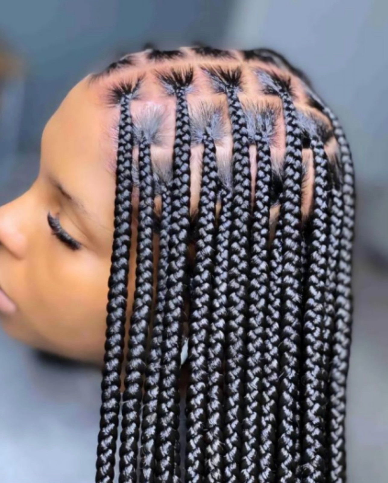 Neat Shoulder Length Black Braids Neat Shoulder Length Black Braids — Layered Knotless Braids 2027