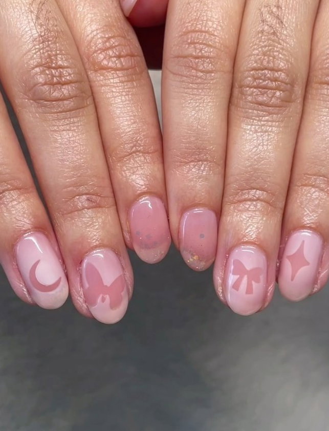 3D Bow Pink Nude Ovals 3D Bow Pink Nude Ovals — Small Bow Nails 2027