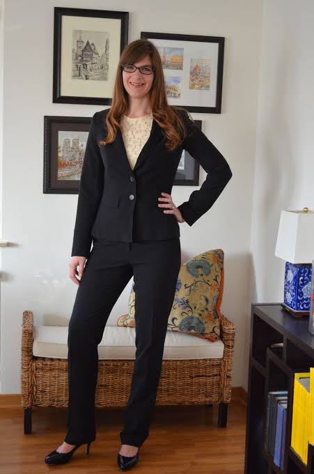 Black Blazer with Cream Lace Top for Professional Polish — Tall Women Outfits 2027