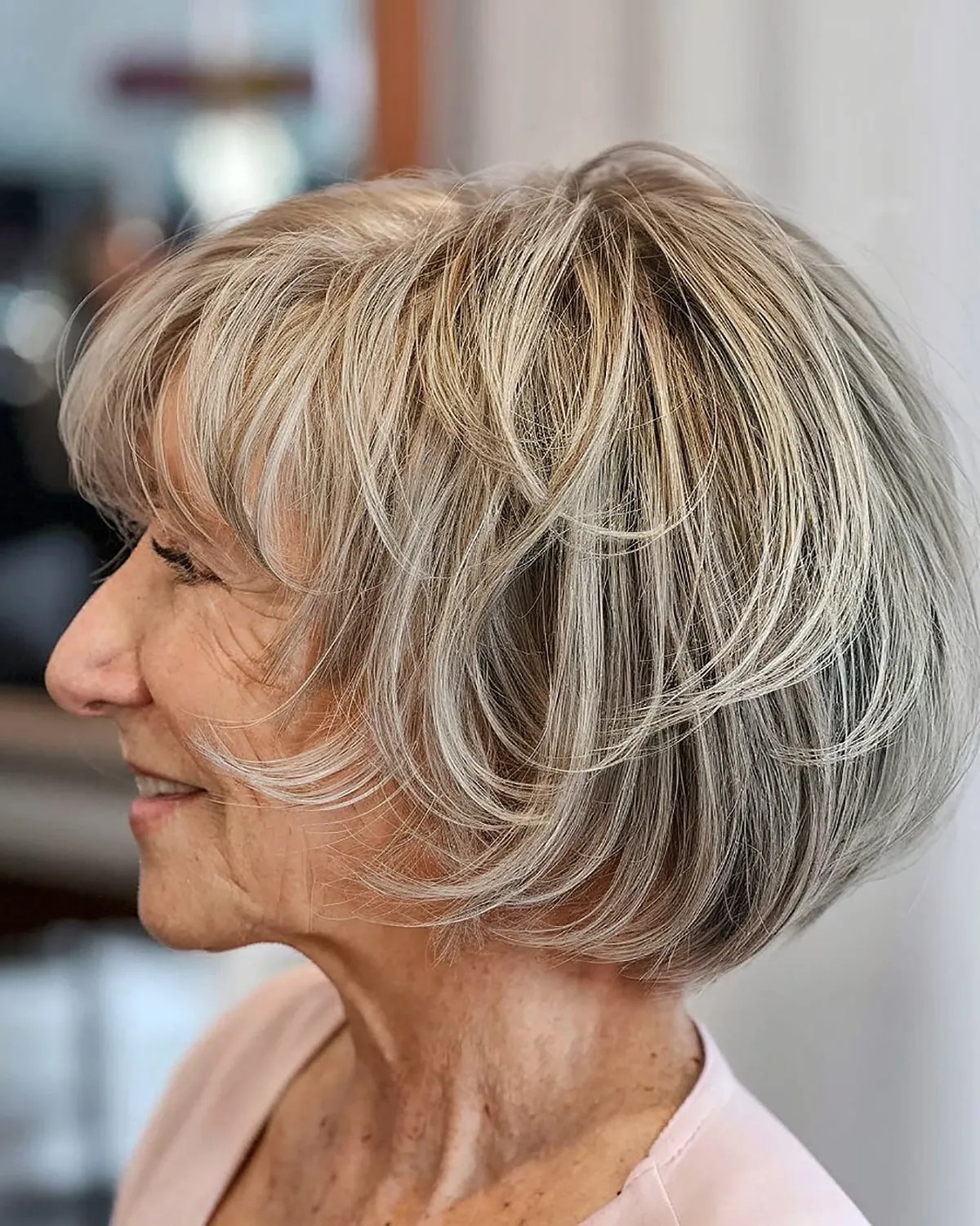Layered Gray Bob with Blonde Highlights Layered Gray Bob with Blonde Highlights — Gray Bob 2027