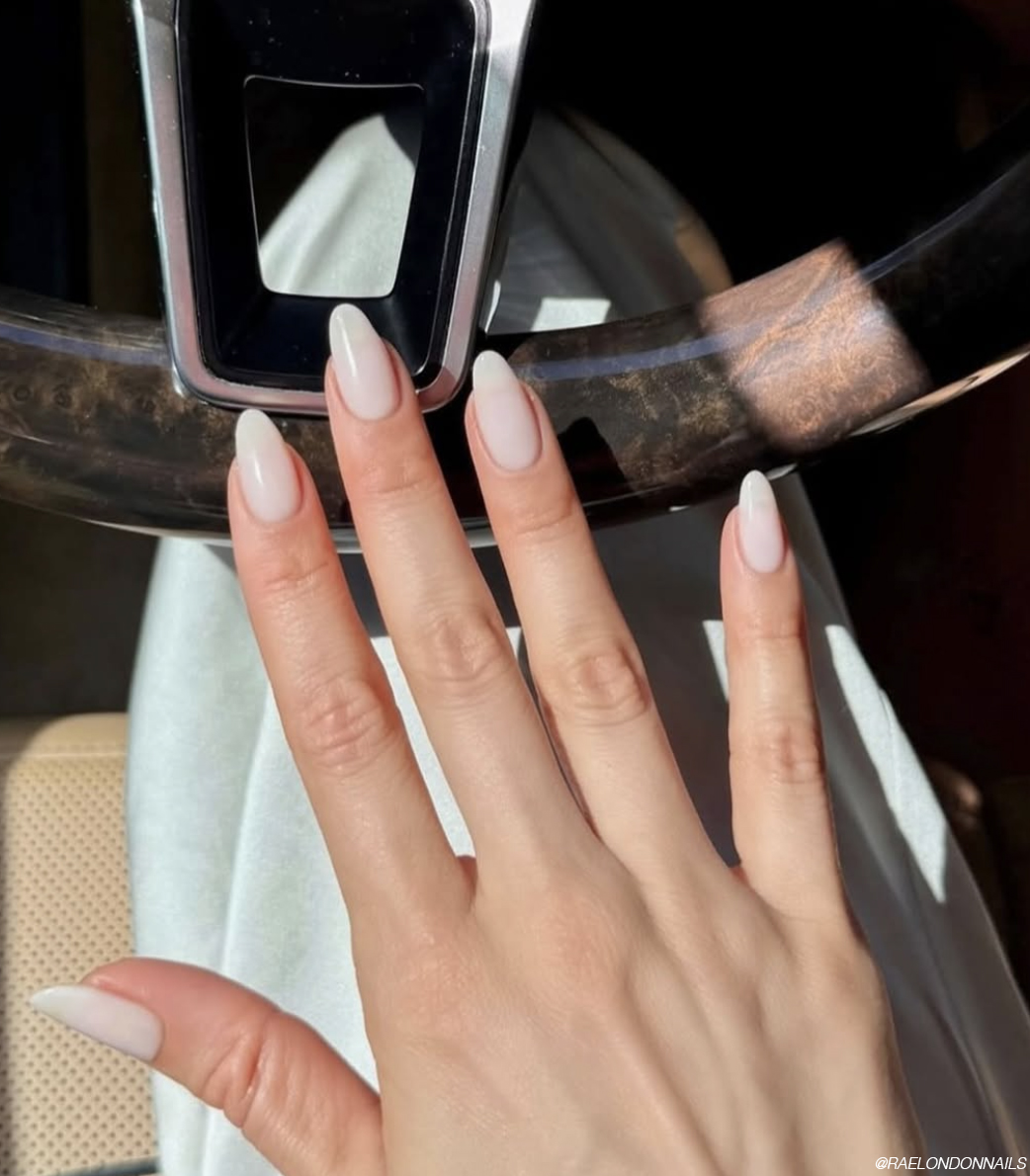 Milky White Glossy Almonds Milky White Glossy Almonds — Long Almond Nails 2027