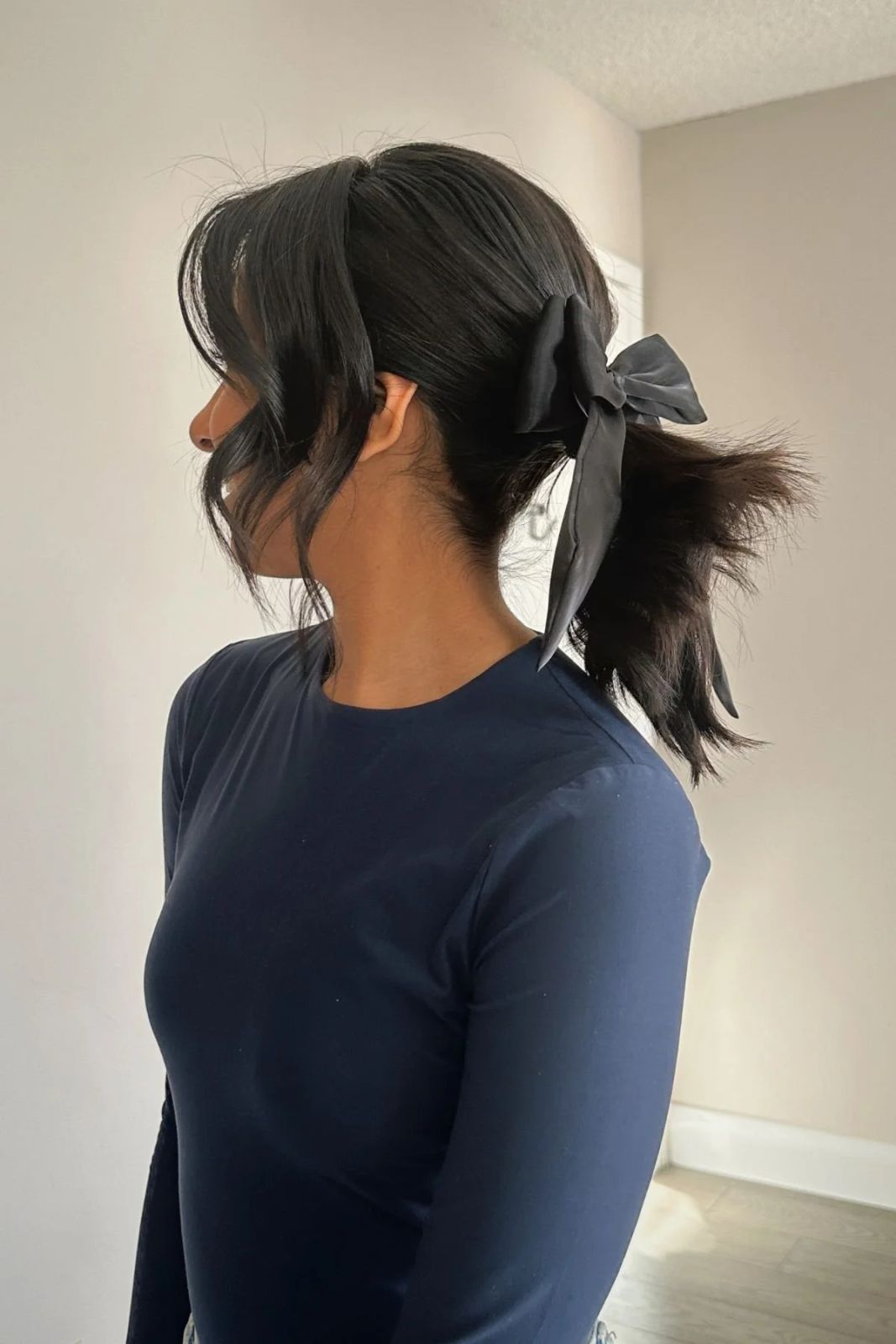 Shoulder-Length Black Hair With Side Bow Shoulder-Length Black Hair With Side Bow — Hair Bow Hairstyles 2027